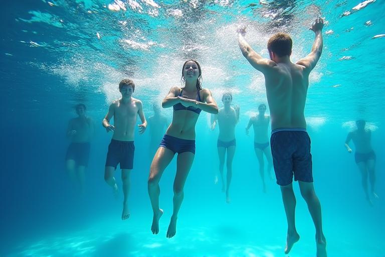 Menschen machen Wassergymnastik in einem Pool